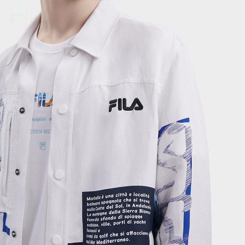 Fila Мужская рубашка с длинным рукавом на пуговицах с принтом по всей поверхности белая F11M328701F-ZA