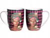 Elegant Set of Two Large Porcelain Mugs 400 Purple Woman