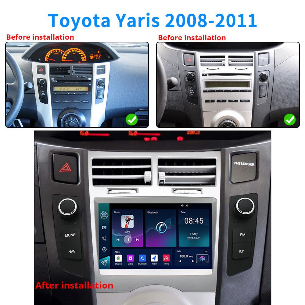 7-дюймовый автомобильный мультимедийный проигрыватель Android 13 GPS для Toyota Yaris 2008-2011 без DVD, беспроводной Carplay и Android Auto 4G WIFI BT5.0