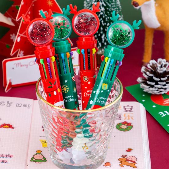 1/2/4 шт. Рождественские блестящие шариковые ручки Санта Клаус Олень Рождественская елка Праздничный декомпрессионный дизайн Чернильные ручки Пишущий инструмент
