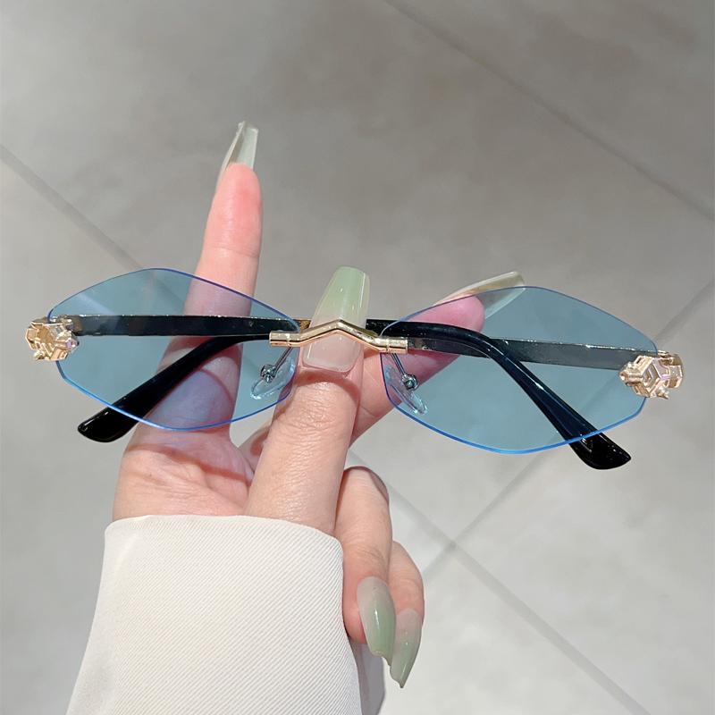 Rimless Polygon Sunglasses Men New Gradient Ocean Lenses Decor Shades Women Ins Trendy Stylish Design Sun Glasses