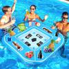 Floating Pool Game Table Inflatable Board Games Table with Cup Holders Floating Food Drink Bar Summer Pool Accessories for Adults And Kids