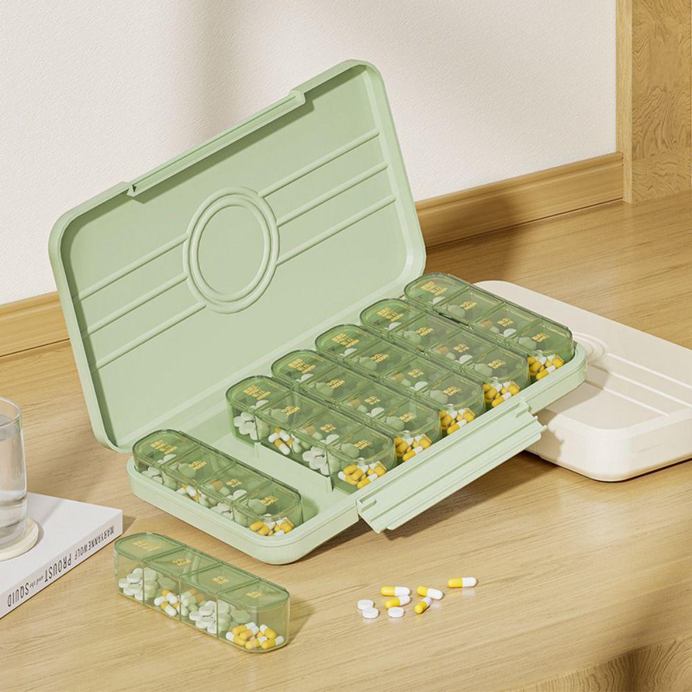 A Week Medicine Storage Containers Portable Sealed Pill Case BPA Free Pill Dispenser Box Outdoor