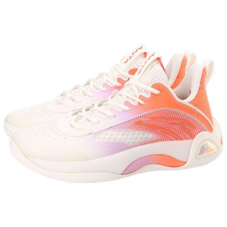Anta Cement Bubble 2.0 Performance Non-Slip Low-Top Basketball Shoes Men Sneaker White Purple Orange 112221610S-1