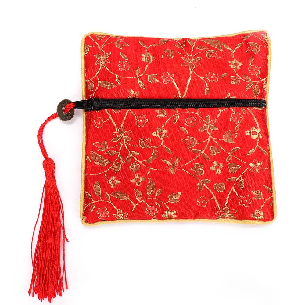 Jewelry Purse Brocade Beads Packaging Quartet Zipper Tassel Jewelery Bag Wallet Handbags Tips Bag