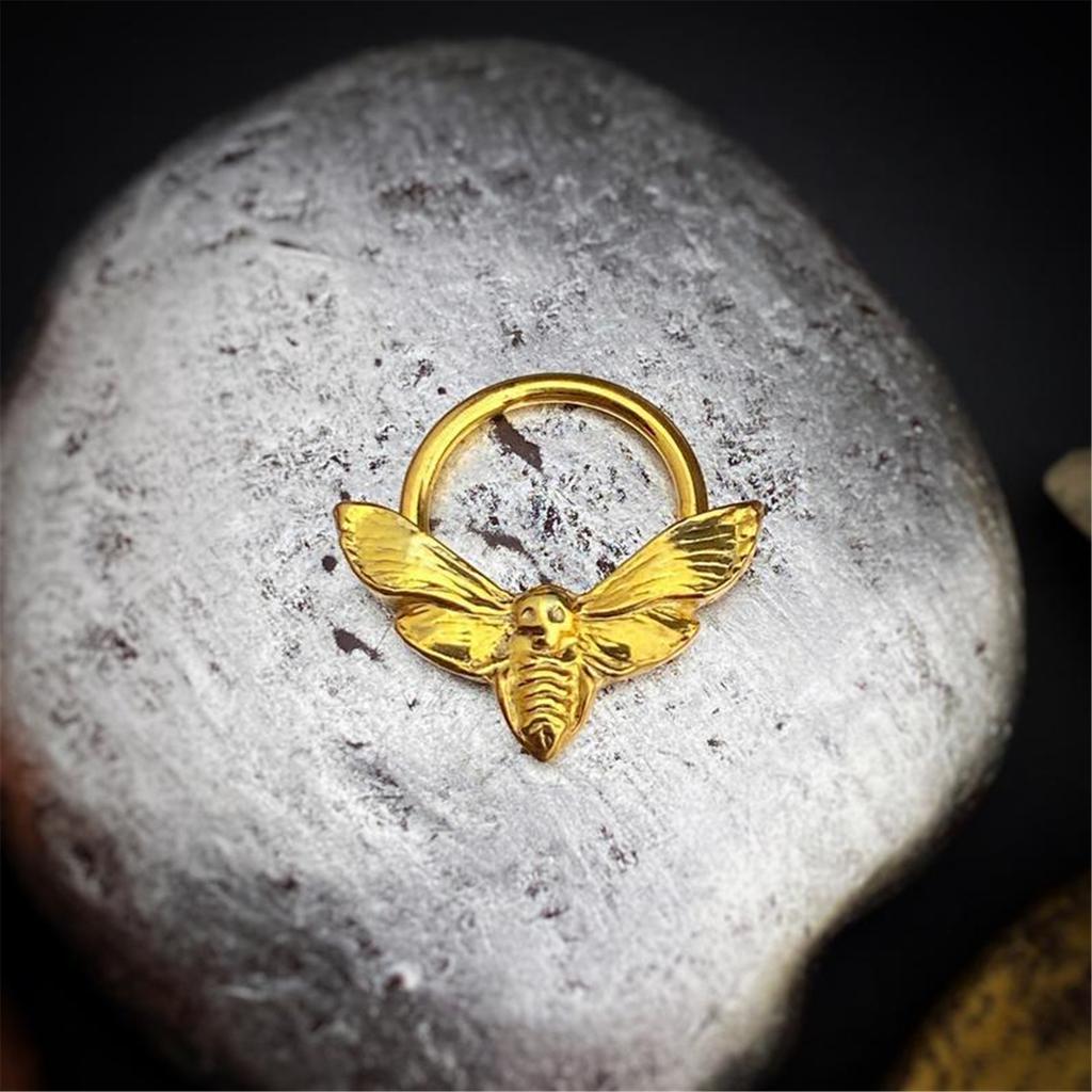 Skull Moth Nose Stud Rings Plated Sturdy Alloy Comfortable Wear Punk Gothic Styles Jewelry for Fashion Enthusiasts