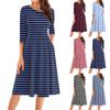 Женское повседневное модное платье миди с круглым вырезом и рукавом три четверти