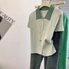 Летняя новая универсальная футболка с коротким рукавом из ледяного шелка для женщин, с воротником-поло, контрастный модный топ