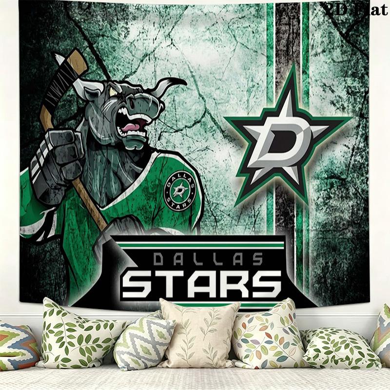 Dallas Stars Wall Tapestry Aesthetic Wall Hanging Printed Fabric Blanket Decorative Tapestries for Bedroom Living Room Home Decor