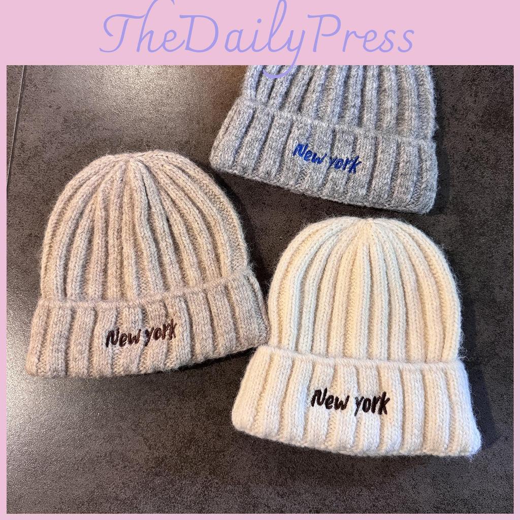 New York Lettering Beanie For Autumn And Winter Casual Wear