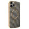 For iPhone 13 Pro Max Phone Case Carbon Fiber Textured Electroplated TPU Back Cover