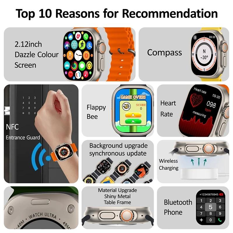 2023 Новые мужские смарт-часы HK10 AMOLED HD с высоким разрешением экрана и высокой частотой обновления, женские смарт-часы с защитой от влаги IP68, поддержкой Bluetooth, вызовов по NFC.