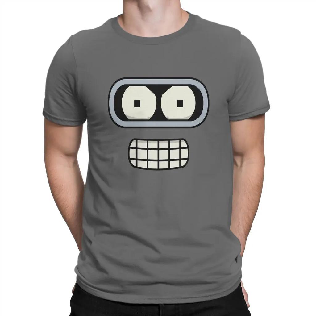 Bender's Face T-Shirts Men F-Futurama Leisure Pure Cotton Tees Crewneck Short Sleeve T Shirt Birthday Present Tops