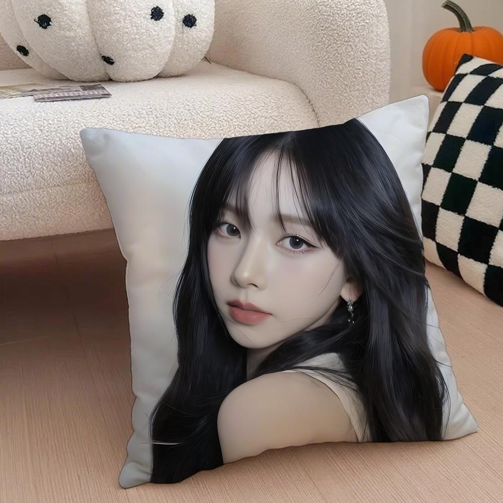 AAespaSKkarina Kpop Girl Cushion Cover Throw Pillow Cover Hidden Button Durable Polyester Chair Cushion