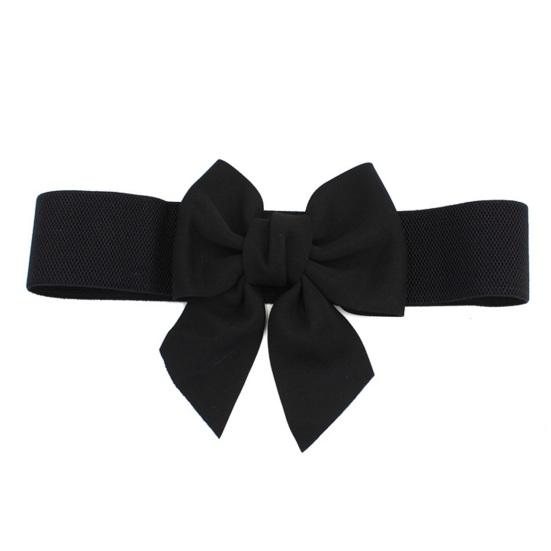 Women Elegant Large Bowknot Elastic Belt Dress Decorative Versatile Wide Belt Elastic Waistband Decoration