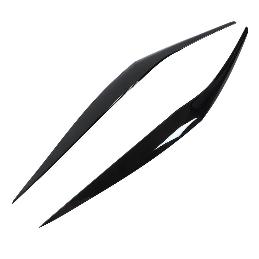 Pair Front Headlight Eyebrow Eye Lid Cover Trim Glossy Black Replacement for Ford Fiesta MK6.5