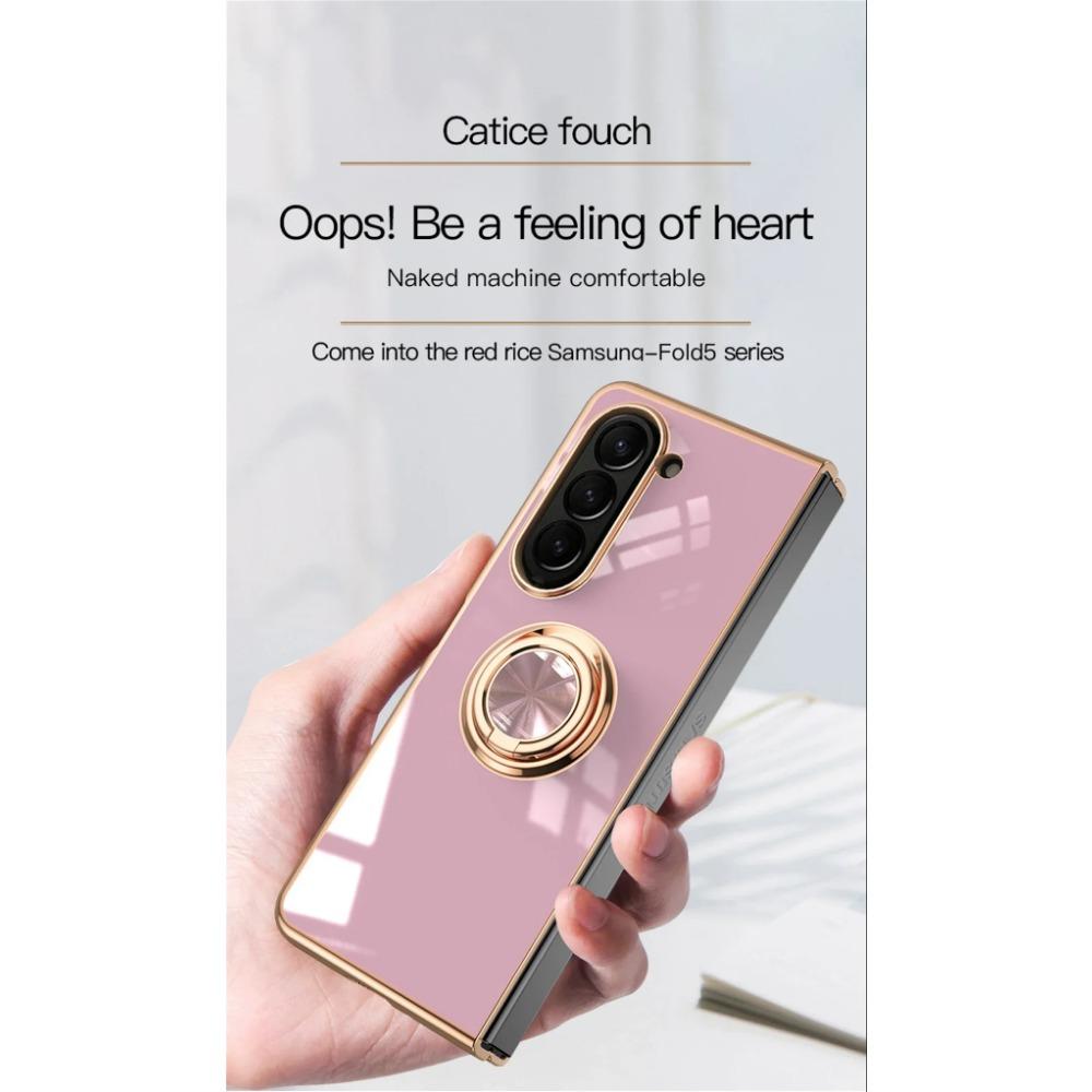 Роскошный противоударный чехол Hard Shell для Samsung Galaxy Z Fold 6 5 4 Fold6 Fold5 Fold4 5G Cover Electroplating Magnetic Ring Holder Phone Case
