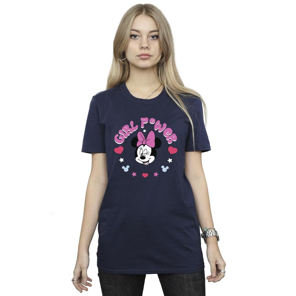 Disney Womens/Ladies Minnie Mouse Girl Power Cotton Boyfriend T-Shirt