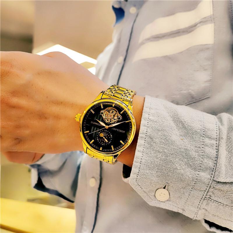 Часы мужские высококачественные красивые трендовые водонепроницаемые турбийонные автоматические механические часы мужские водонепроницаемые светящиеся