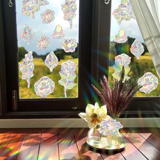 2 Sheets Flowers Window Clings to Prevent Bird Strikes Anti-Collision Static