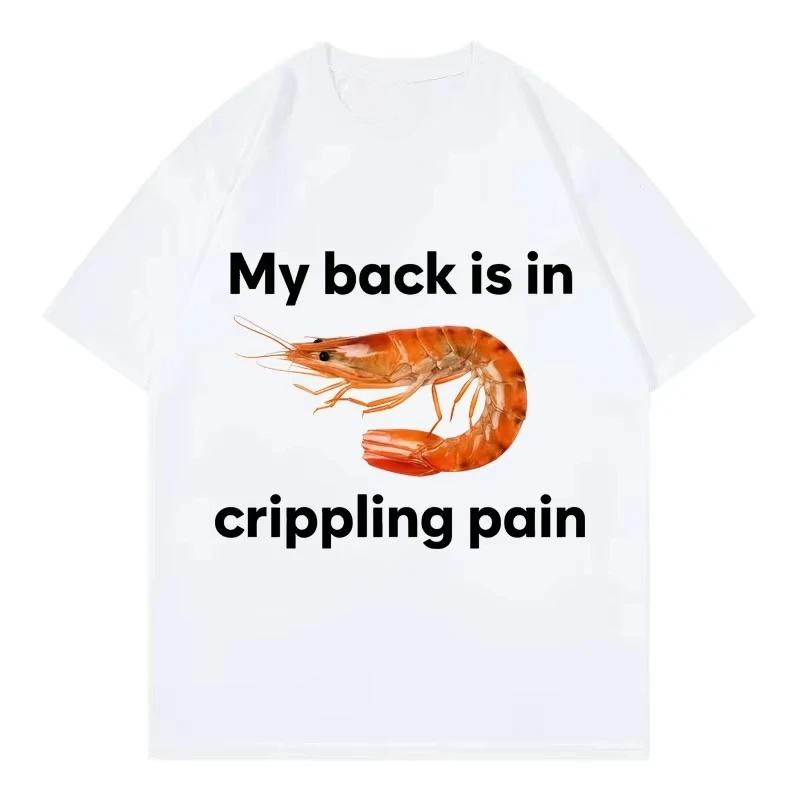 Funny My Back Is in Crippling Pain Shrimp Meme Crewneck T Shirt Fashion Tshirt Unisex Casual Tshirts Unisex Clothing