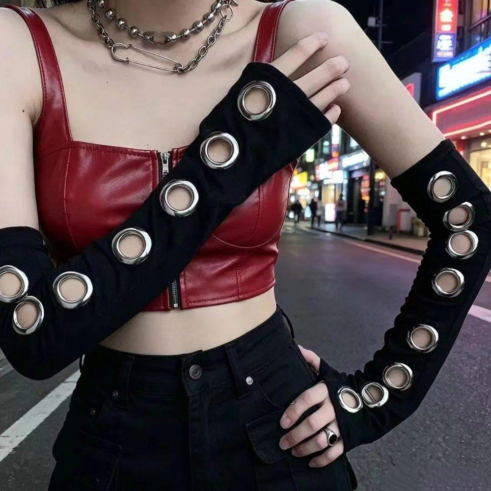 Punk Half-arm Sleeve Black Gothic Arm Covers INS Oversleeve  Motorcycle