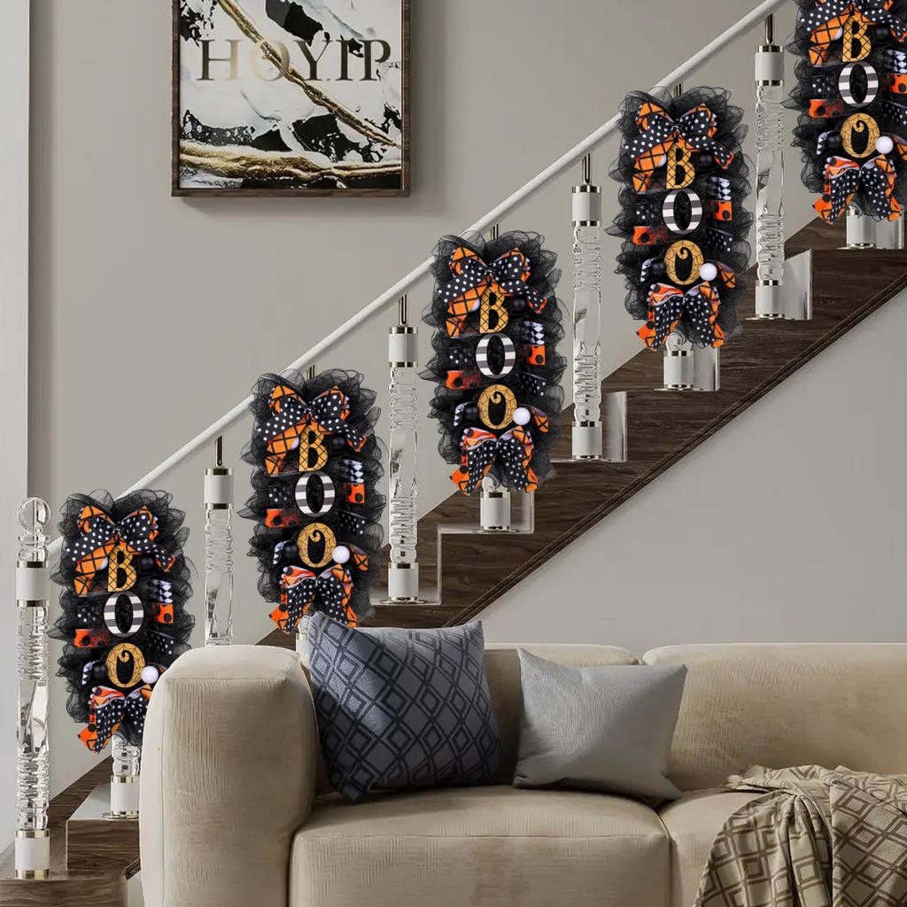 Halloween Wreath Door Hanging Wreath Ghost Festival Thriller Pumpkin Wreath Door Number Garden Decoration Pendant