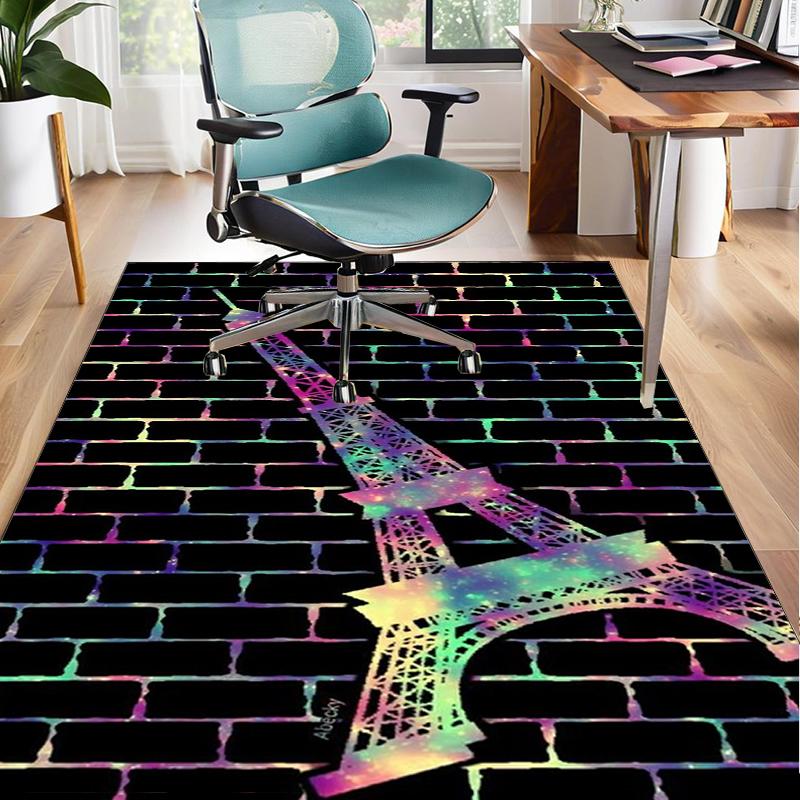 Parisian Eiffel Tower Romance Office Rug Chair Mat, Entryway Carpet, Suitable for Front Door, Bedroom, Living Room, Desk, Holiday Gift