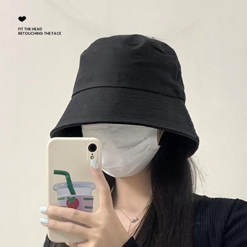Black Fisherman Hat Women's Basin Hat Spring Autumn Korean Casual Japanese Sun Protectio Hats