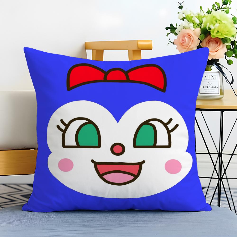Anime Kawaii AAnpanman Cushion Cover Washable Linen comfort Soft for Sofa Bed Cozy Home Room Decor