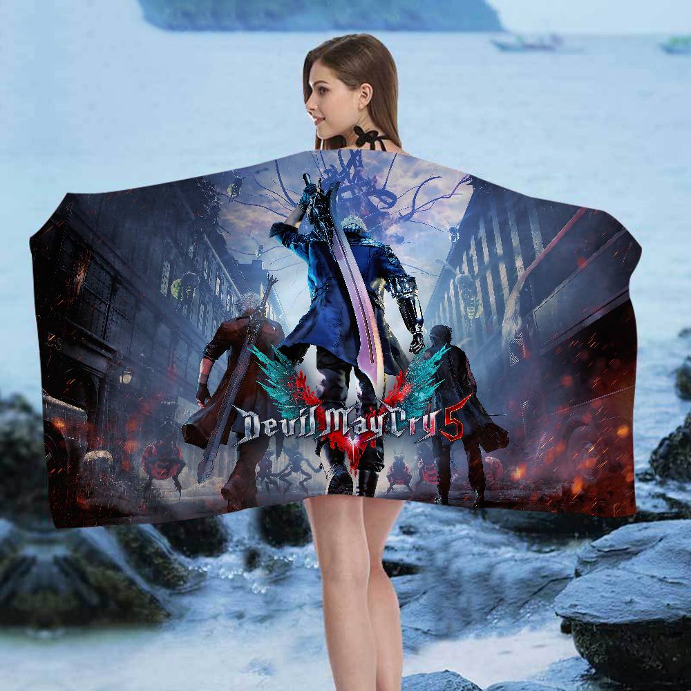 Game D-Devil M-May C-Cry Microfiber Printed Beach Towel Mountain Climbing Yoga Beach Swimming Running Absorbent Soft Towel