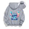 Осень Дисней Крутой Принт Стич Детские Толстовки Мода Повседневные Мальчики Девочки С Длинным Рукавом Свитшоты Топы Детский Пуловер
