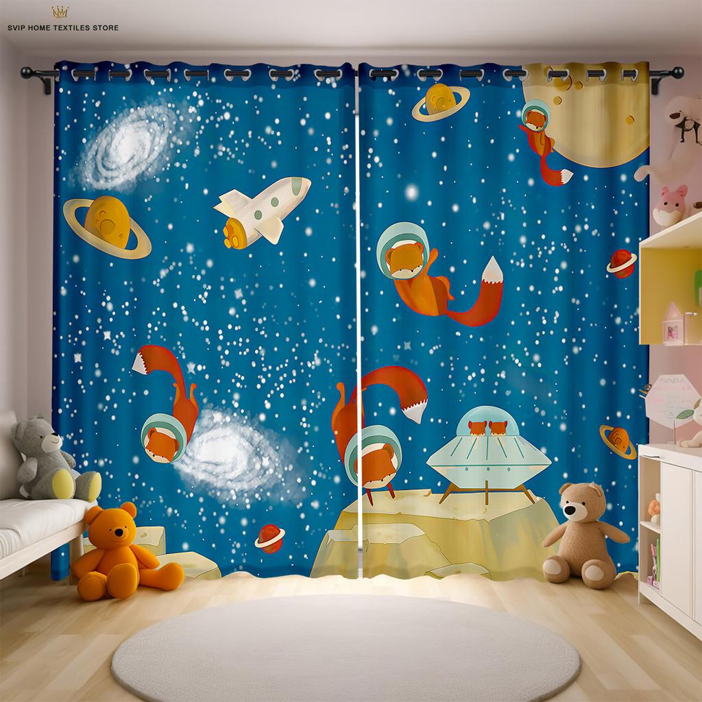 Шторы с принтом «Мультяшный космический астронавт» для детской комнаты, подходят для спальни, гостиной, кабинета, декоративные