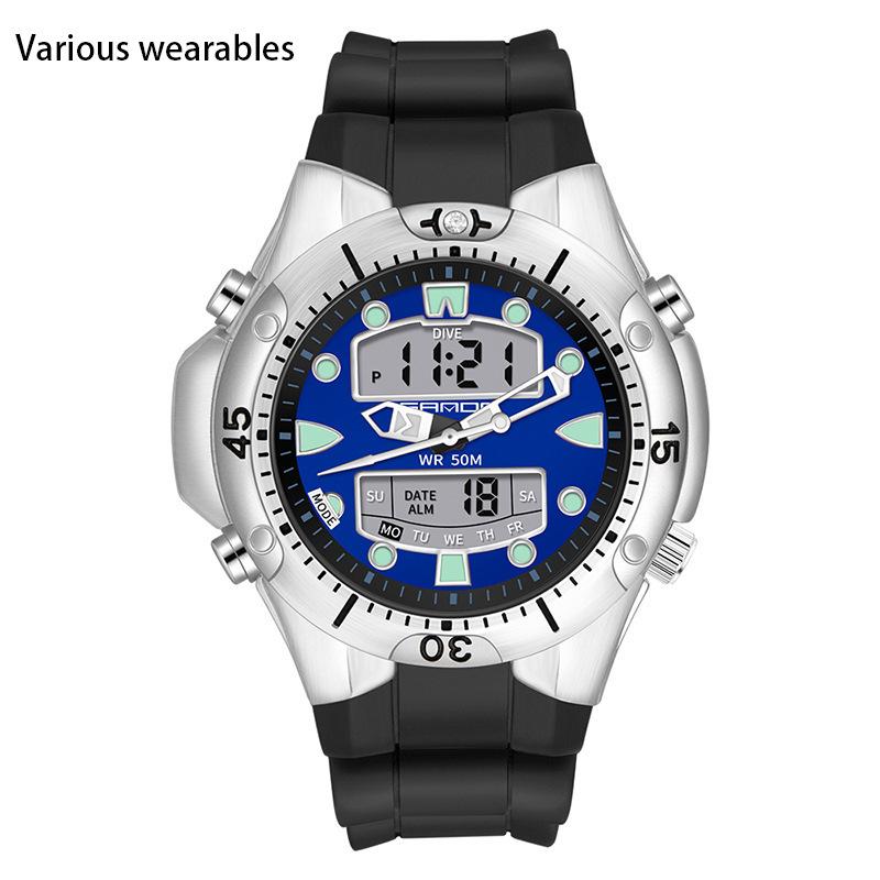 Новые спортивные часы с большим циферблатом, многофункциональные водонепроницаемые часы для мужчин и женщин, студенческие часы