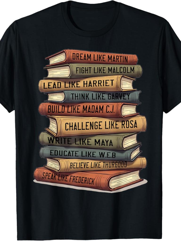 T-Shirt with an Inspirational Book Stack Design - Ideal for Bibliophiles And Individuals in Sea