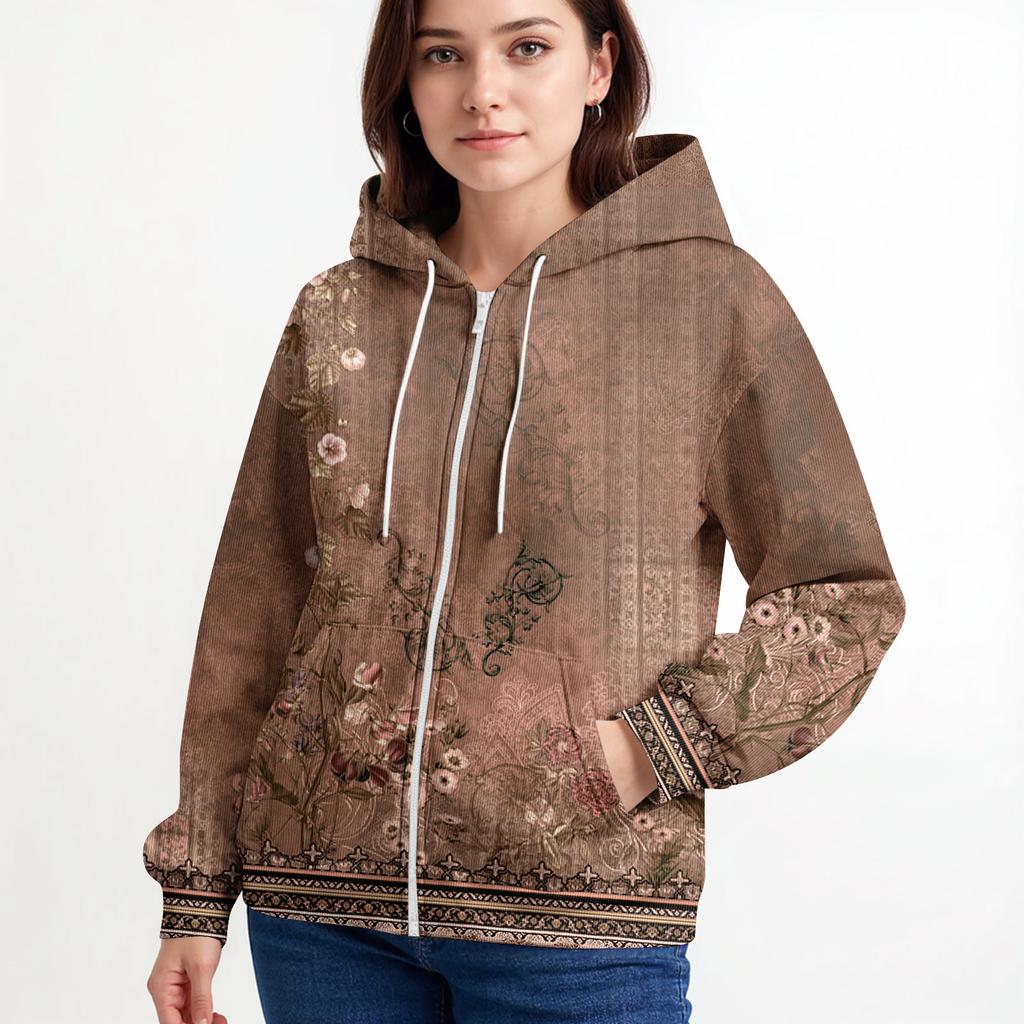 Женская повседневная модная вязаная толстовка с длинными рукавами и застежкой-молнией, с рождественским принтом