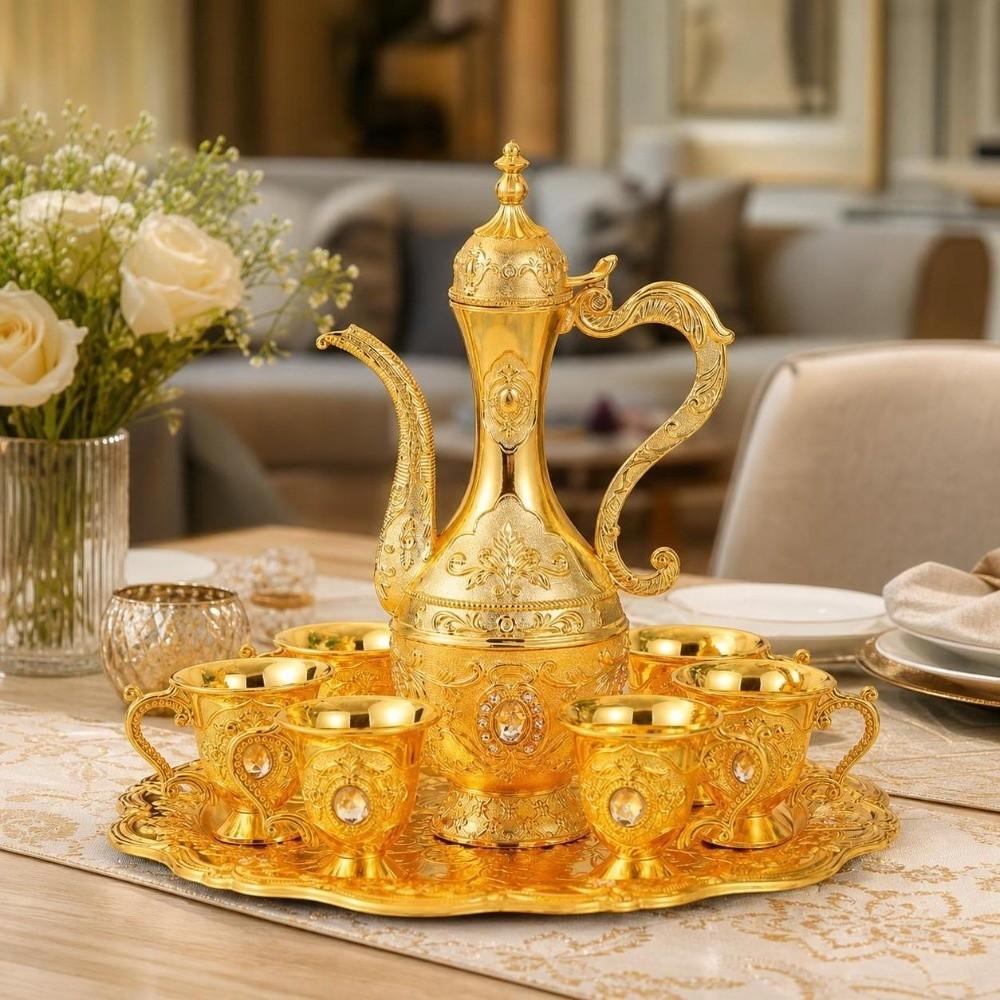 Multifunctional Turkish Tea Set Metal Vintage Wine Set Serving Tea Set Teapot Kit Home