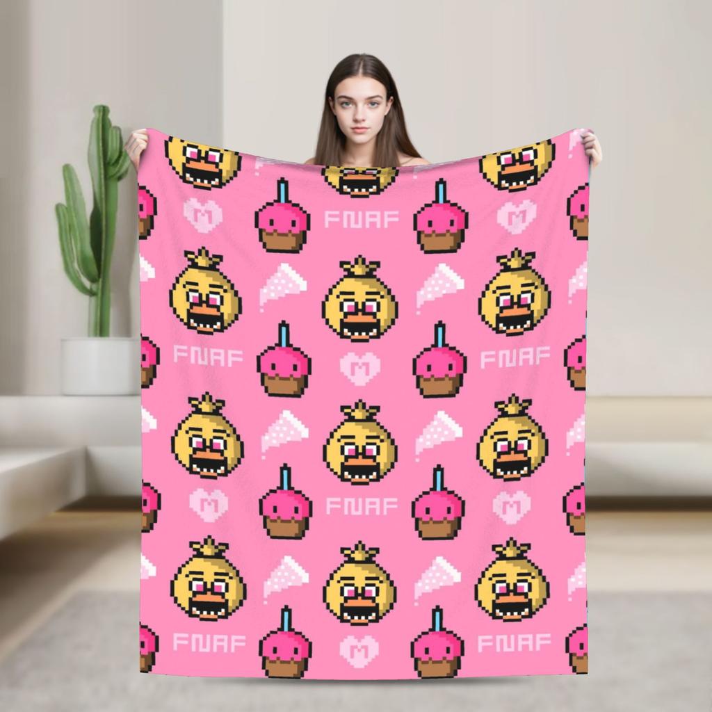 FNAFS At Freddy's Horror Blanket Camping Flannel Throw Blanket For Outdoor Soft Design Quality Bedspread Birthday Gift