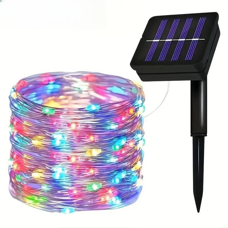 1 шт. Светодиодная гирлянда на солнечной батарее, уличная медная проволока, гирлянда с огоньками, декоративное освещение для свадьбы, праздника, фестиваля, сада, двора