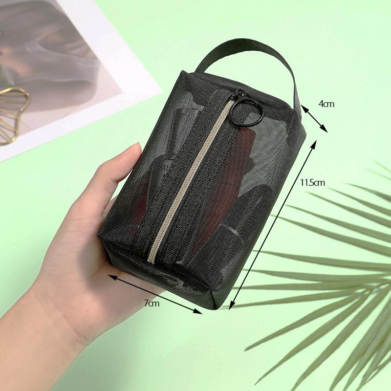 Mini Mesh Nylon Makeup Bag - Portable Lipstick, Coin, and Cable Organizer