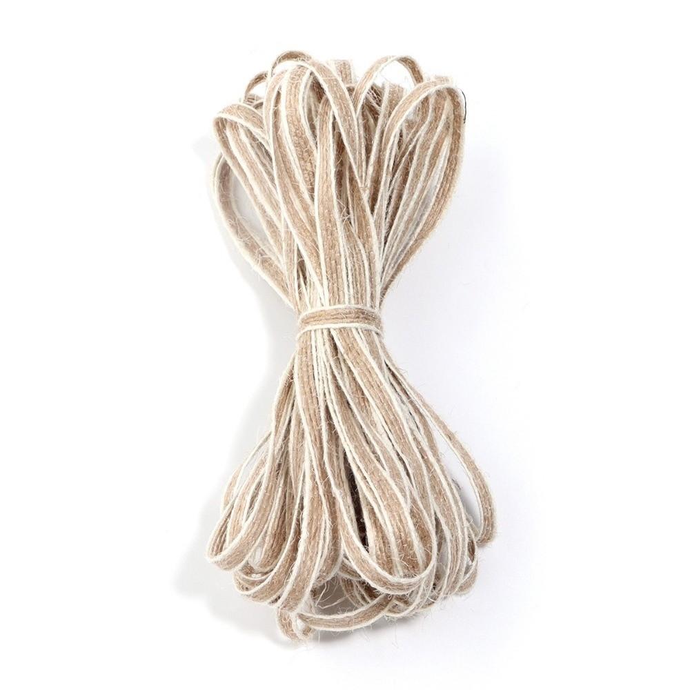 New White Edge Jute Rope Linen DIY Burlap Ribbon Natural Color Linen Webbing Gift Packing