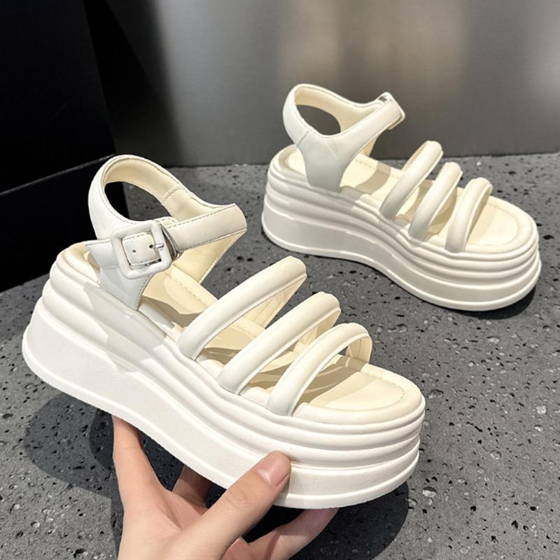 7,5 см летние новые модные босоножки на высоком каблуке и платформе, женские нескользящие пляжные туфли с открытым носком, летние босоножки на толстой платформе