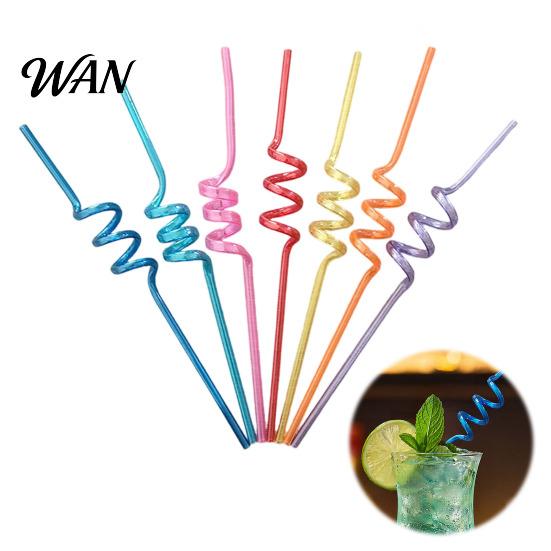 Creative Plastic Straws 10PCS Spiral Straws, Colorful Twisted Translucent Drinking Food-Grade Party PETG Reusable Drink Accessories for Cocktails