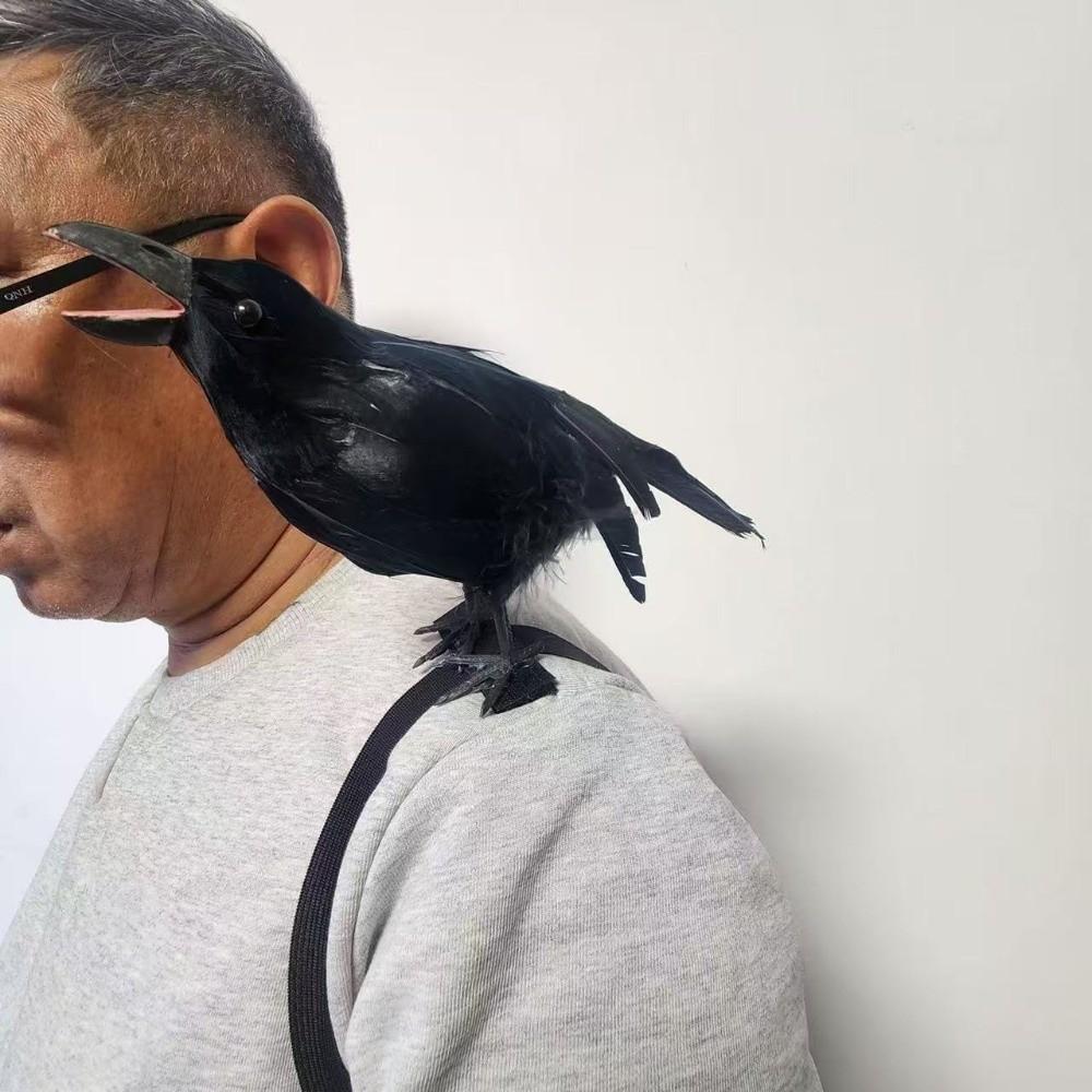 with Shoulder Strap Lifelike Crow Realistic Cosplay Costume Halloween Simulation Crow  Party