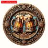 1pc 2d Flat Oktoberfest Celebration Sign - 20cm Round Wooden Biergarten Decor with Beer Mugs & Prost Welcome Message - Perfect for Home,