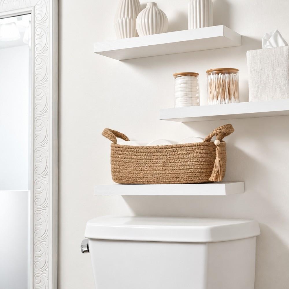 Woven Desktop Organizer Handheld Toy Storage Basket Toilet Paper Holder Home Bathroom Accessories