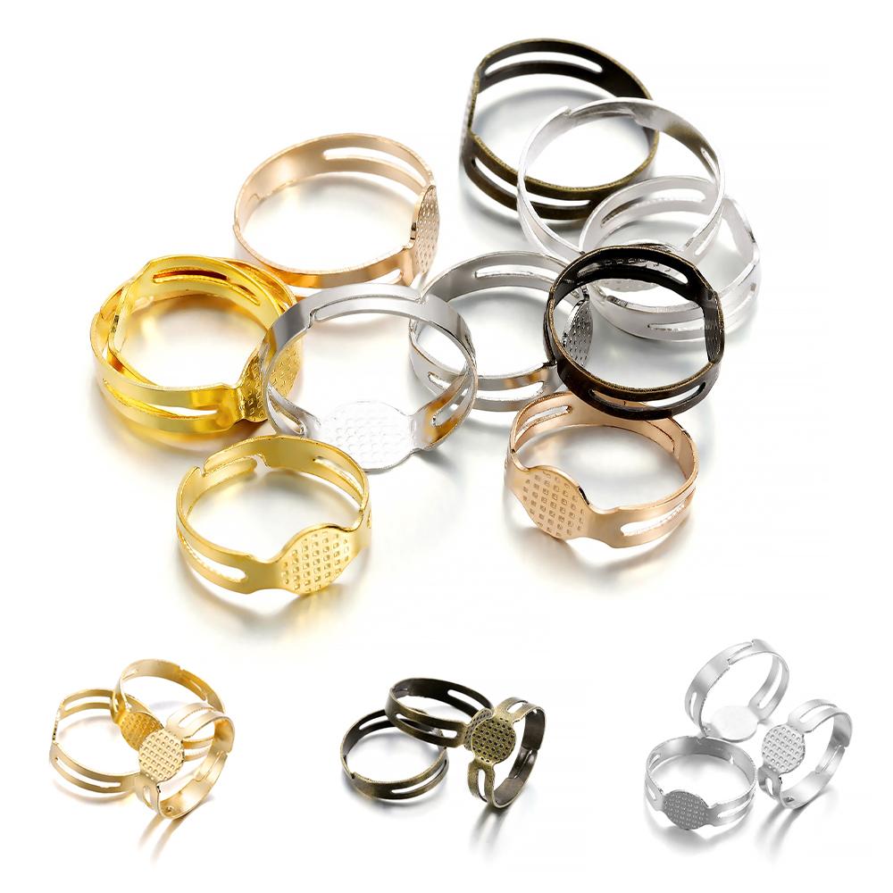 40Pcs/Lot 7/8mm Adjustable Gold Plated Ring Settings Base Blank for DIY Rings Jewelry Findings Making Accessories Supplies