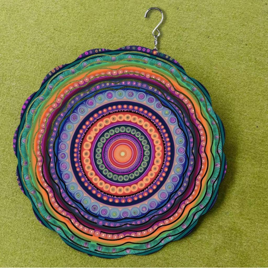 Яркий 10-дюймовый металлический подвесной ветряной спиннер, красочный садовый декор, вращающаяся музыка ветра для улицы, балкона, патио, идеальный подарок для семьи, друзей