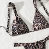 Swimsuit Sexy Bikini Leopard Print Lace-up High Sensual Babes Swimsuit Pure Desire Swimsuit Female Split