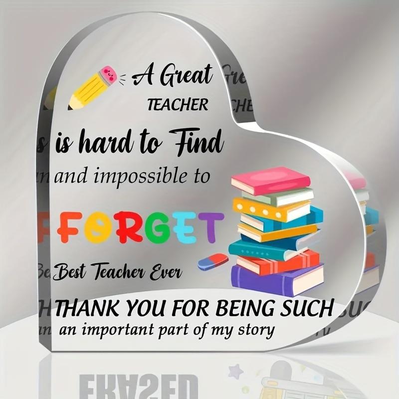 1PC Acrylic Heart Plaque For Teacher's Day Gifts, Best Teacher Ever Thank You,Paperweight Keepsake Gifts For Teacher Anniversary